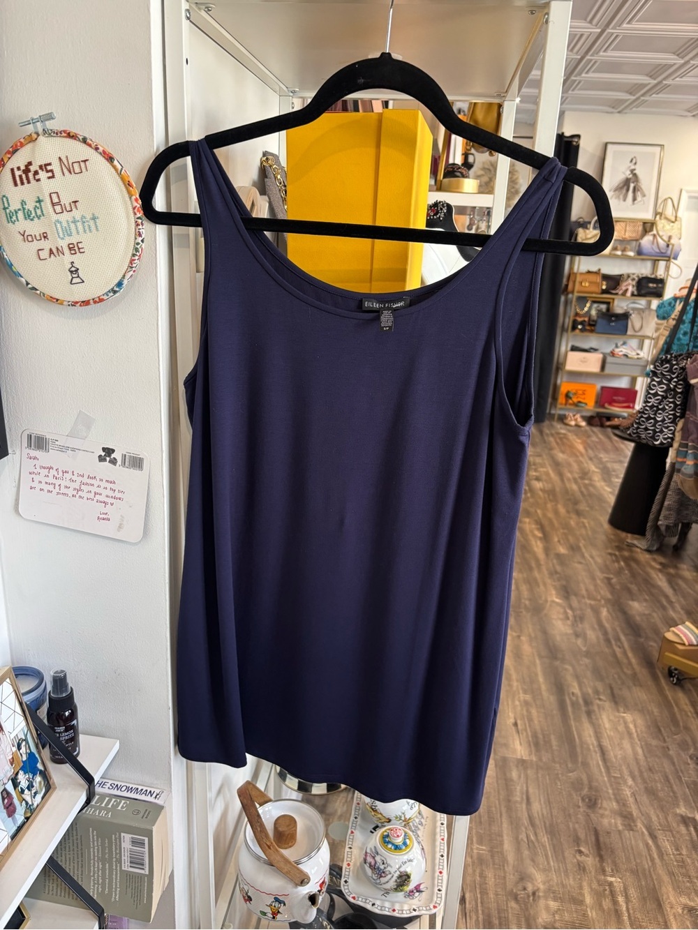 Eileen Fisher Deep Navy Scoop Neck Sleeveless Tank